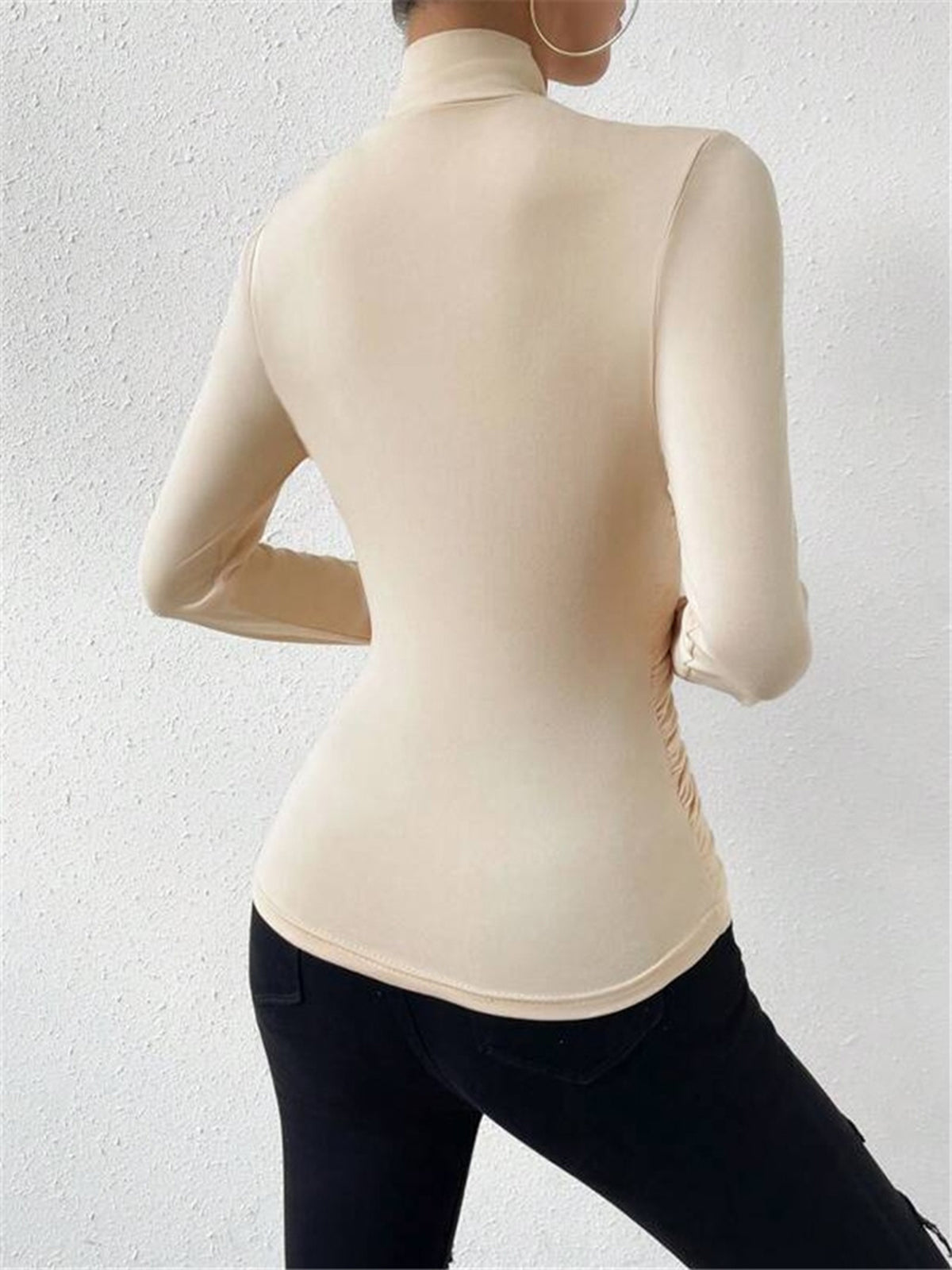 Cora Long Sleeve Crop Top | Cross-Over Collar, Slim Fit, Jersey 2