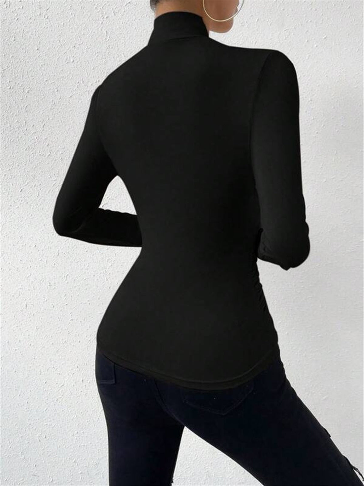 Cora Long Sleeve Crop Top | Cross-Over Collar, Slim Fit, Jersey 5
