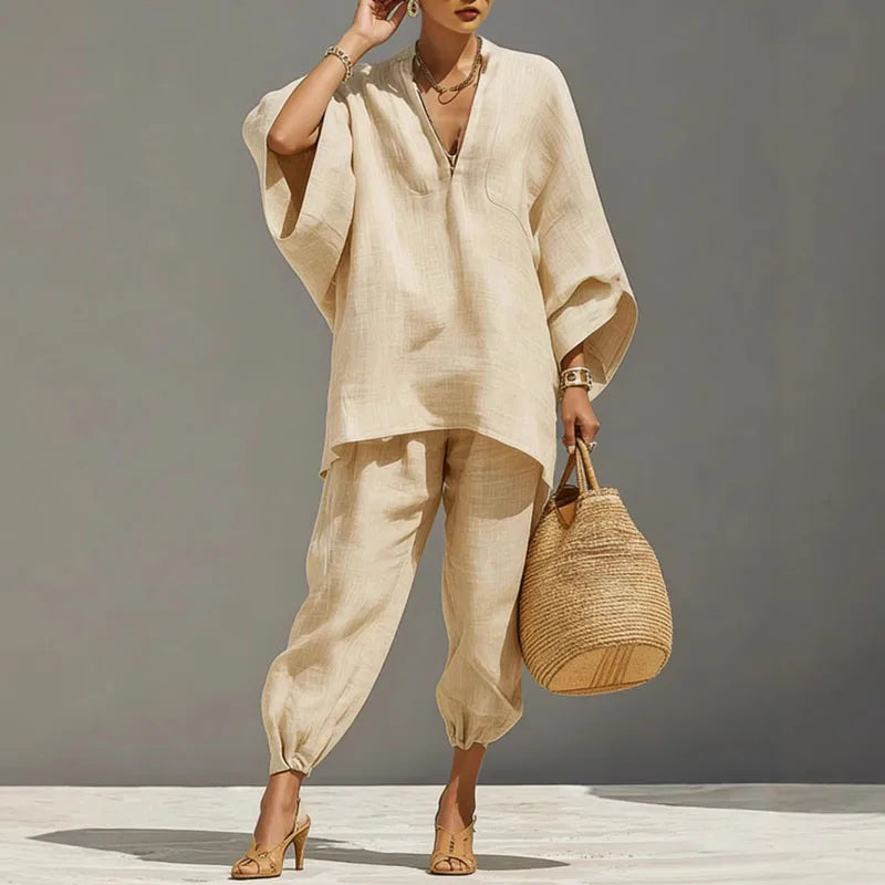 Cora Women's Set | Lightweight Linen Loungewear, Relaxed Fit 0