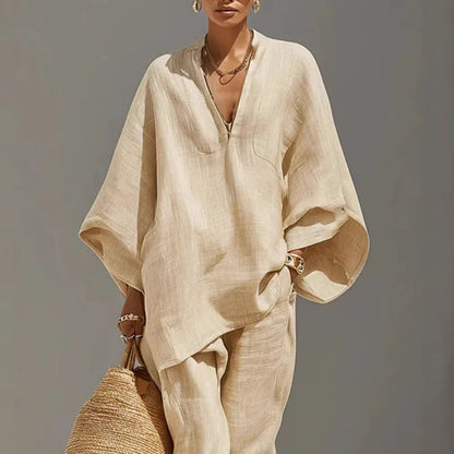 Cora Women's Set | Lightweight Linen Loungewear, Relaxed Fit 1