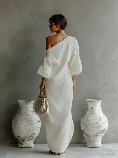 Daisy One Shoulder Dress | Textured Linen, Asymmetrical Hem, Summer Style 2