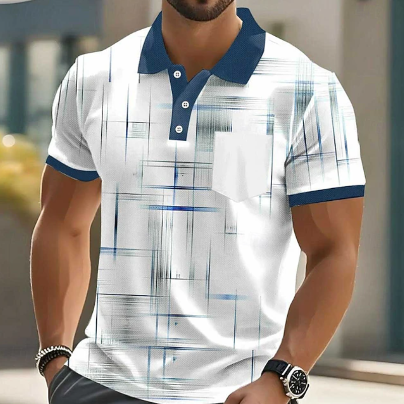 Elliot Men's Dress Shirt | Modern Geometric Pattern, Button-Up 0