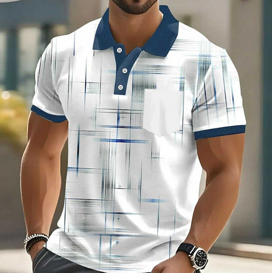 Elliot Men's Dress Shirt | Modern Geometric Pattern, Button-Up 0