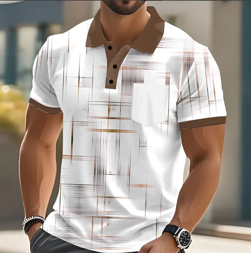 Elliot Men's Dress Shirt | Modern Geometric Pattern, Button-Up 1