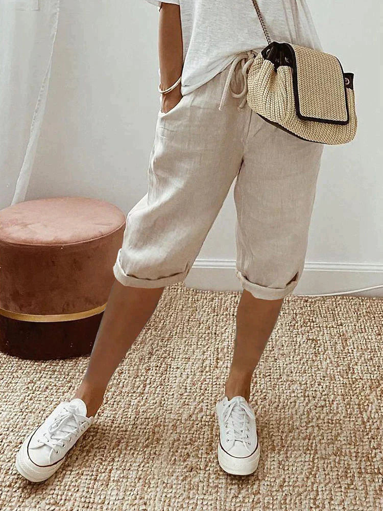 Elysia Cotton Pants Women | Relaxed Fit, Lightweight White Cotton 1