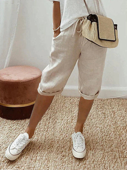 Elysia Cotton Pants Women | Relaxed Fit, Lightweight White Cotton 1