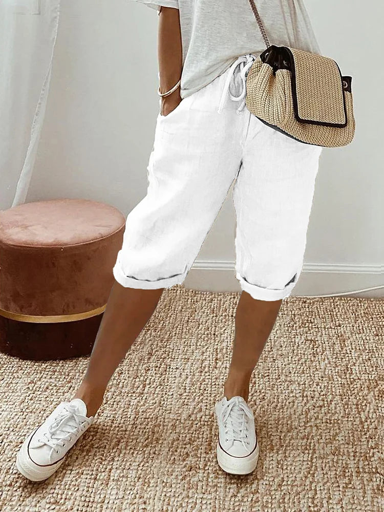 Elysia Cotton Pants Women | Relaxed Fit, Lightweight White Cotton 4
