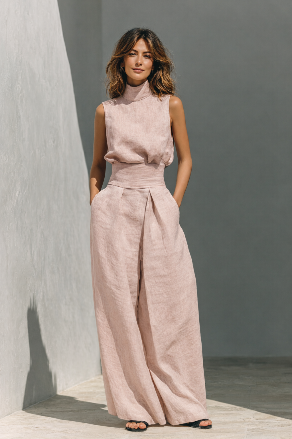 Elysia Wide Leg Pant Suit | Lightweight Trouser Coord, Elegant Sleeveless Design 3