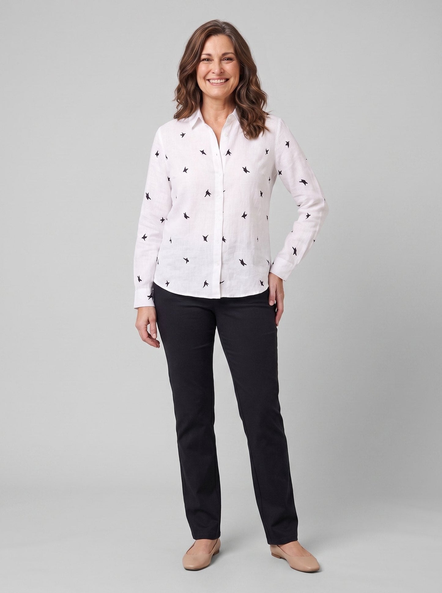 Fiora Women's Top | Cotton Linen Long Sleeve Blouse 0