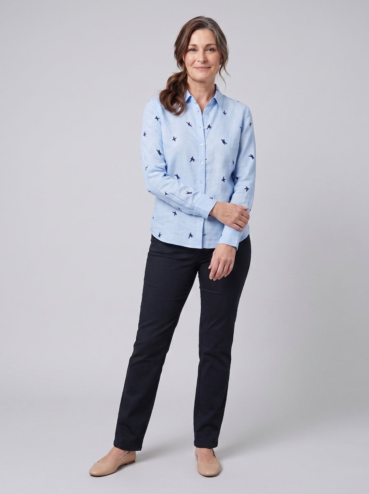 Fiora Women's Top | Cotton Linen Long Sleeve Blouse 2