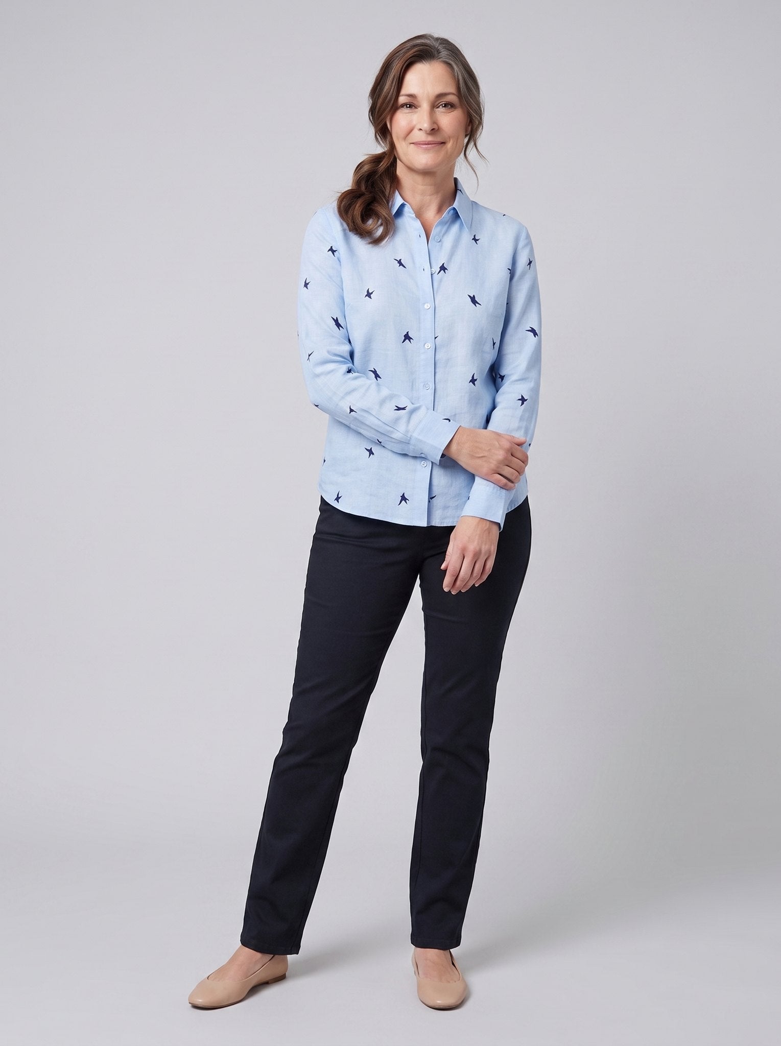 Fiora Women's Top | Cotton Linen Long Sleeve Blouse 2