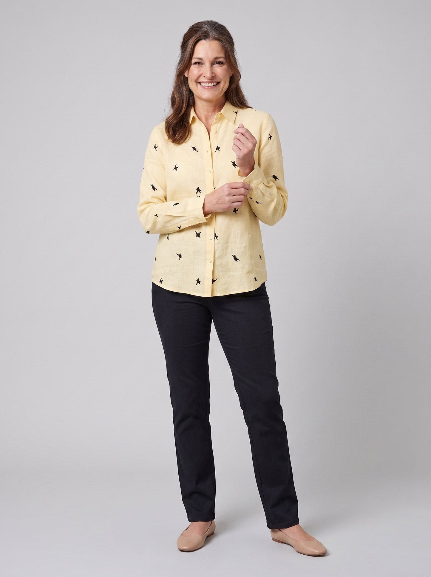 Fiora Women's Top | Cotton Linen Long Sleeve Blouse 3