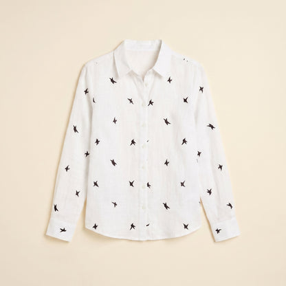 Fiora Women's Top | Cotton Linen Long Sleeve Blouse 5