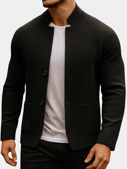 Frederick Mens Cardigan | Textured Knit, Mandarin Collar, Flat Pockets 3
