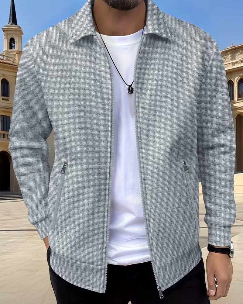 Gideon Athletic Jacket | Lightweight Textured Comfort, Black Zip Up 1