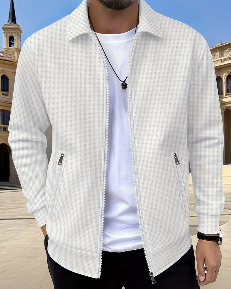 Gideon Athletic Jacket | Lightweight Textured Comfort, Black Zip Up 3