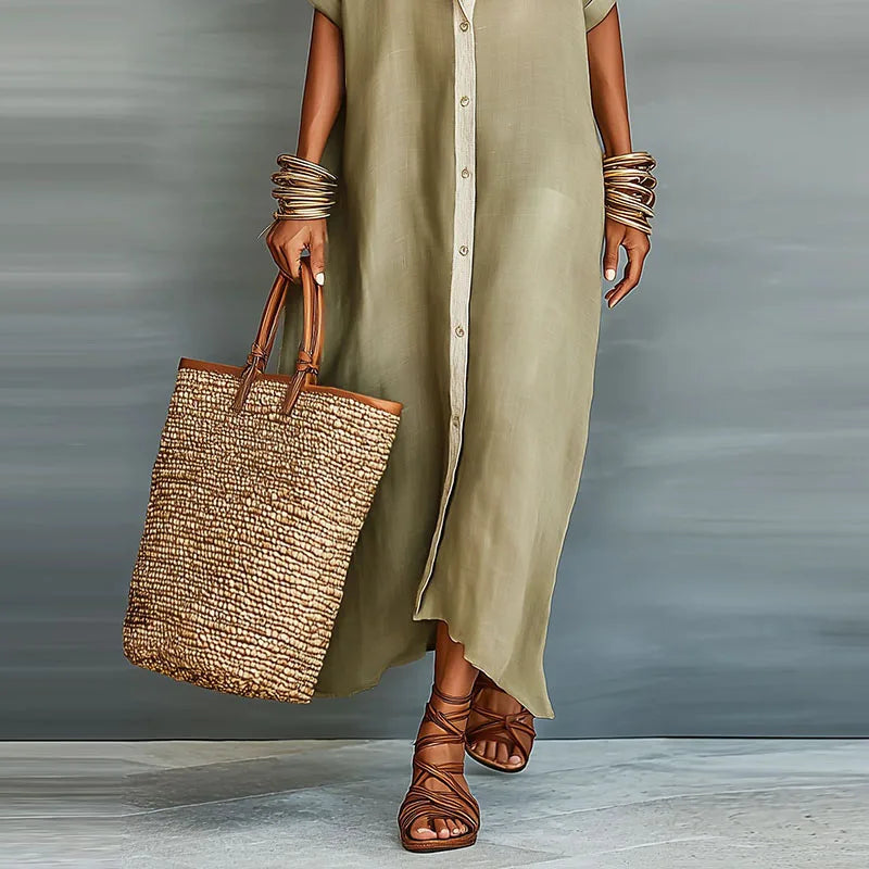 Gina Maxi Dress | Lightweight Cotton-Linen Blend, Relaxed Fit Summer Dress 3
