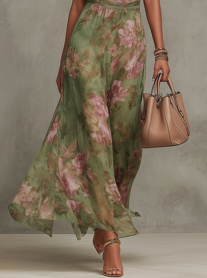 Glenna Floral Maxi Dress | Lightweight Chiffon, Halter Neck 3