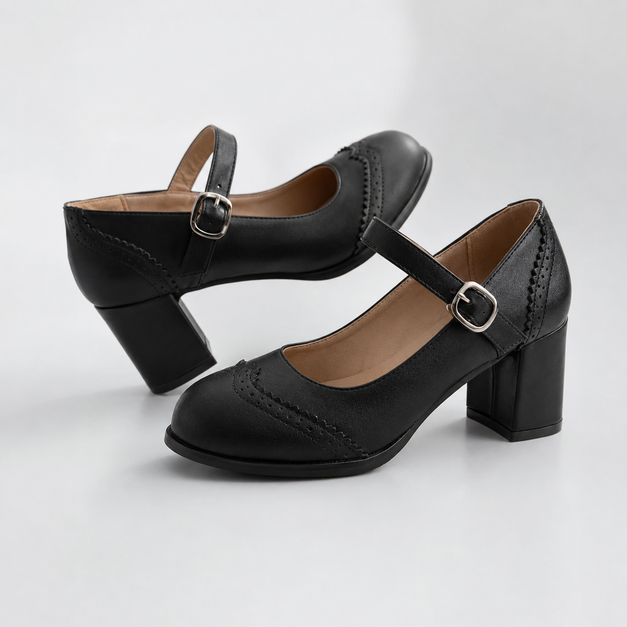 Kris Mary Jane Shoes | Brogue Block Heel, Comfortable Fit 2