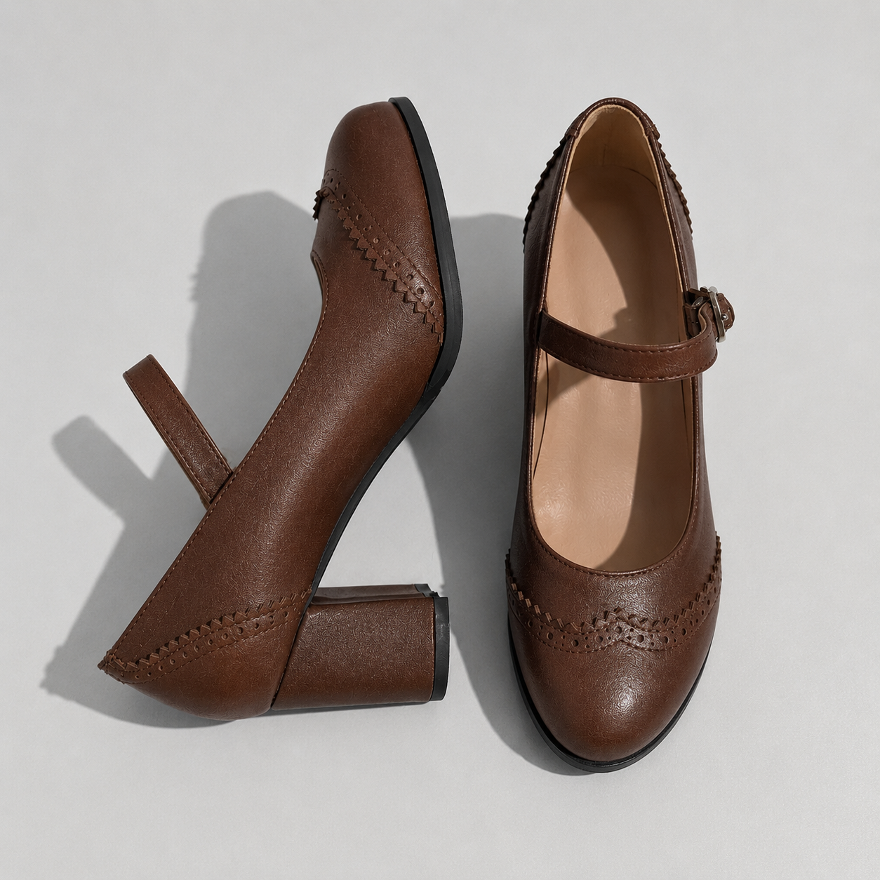 Kris Mary Jane Shoes | Brogue Block Heel, Comfortable Fit 3