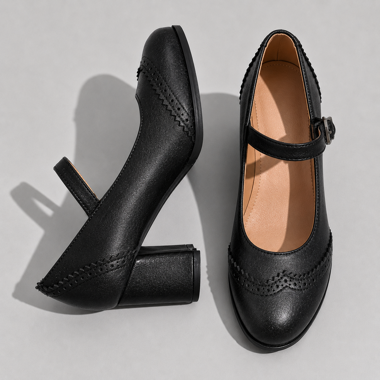 Kris Mary Jane Shoes | Brogue Block Heel, Comfortable Fit 4