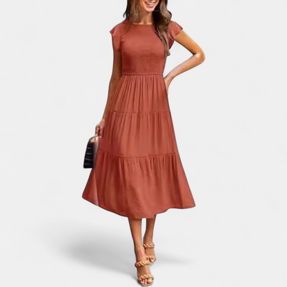 Kriselle Midi Dress | Flutter Sleeve A-Line Black Dress for Wedding Guests and Summer Events 3