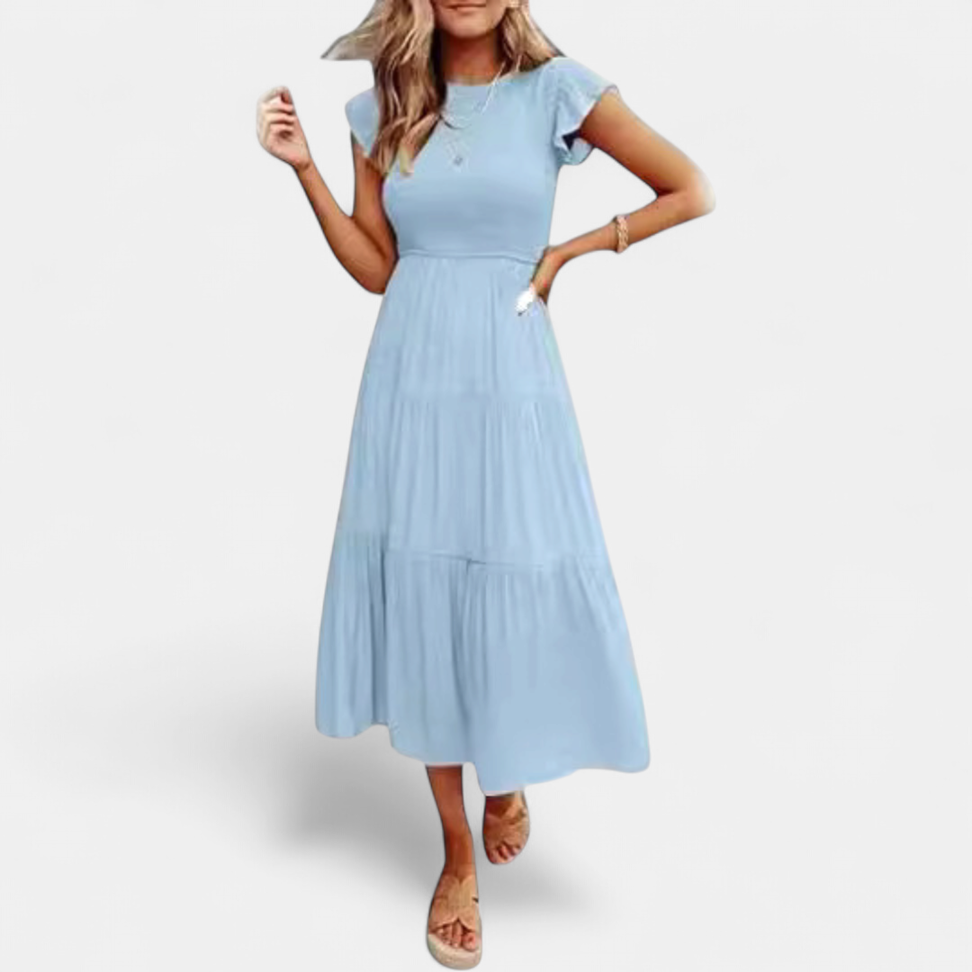 Kriselle Midi Dress | Flutter Sleeve A-Line Black Dress for Wedding Guests and Summer Events 5