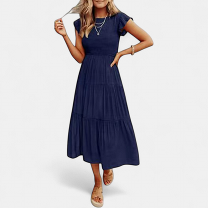 Kriselle Midi Dress | Flutter Sleeve A-Line Black Dress for Wedding Guests and Summer Events 6