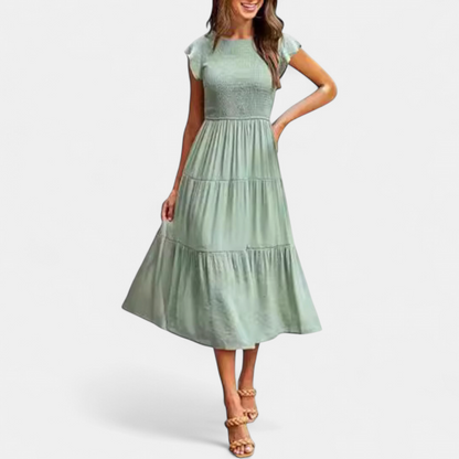 Kriselle Midi Dress | Flutter Sleeve A-Line Black Dress for Wedding Guests and Summer Events 8
