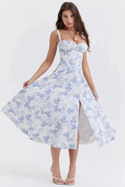 Lina Floral Summer Dress | Corset Bodice, Adjustable Straps 9