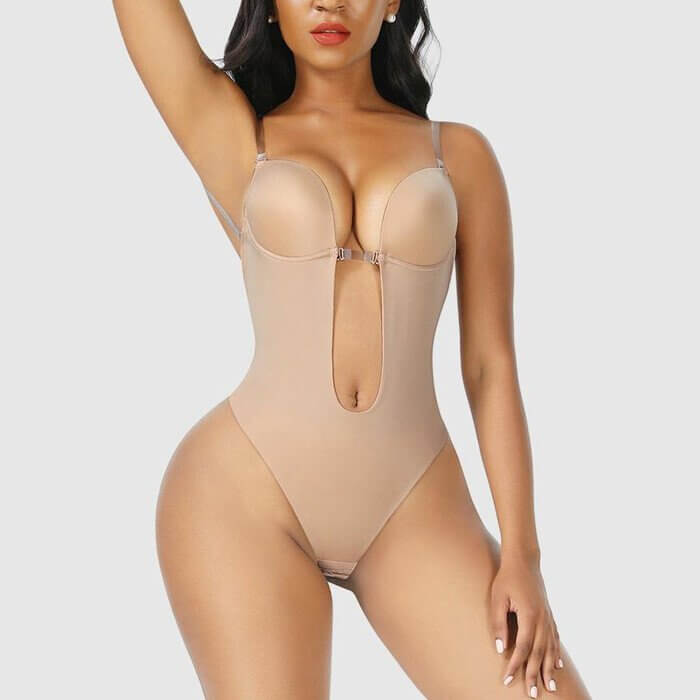 Liora Backless Bodysuit | Seamless Shapewear, Sculpting Cups in Black or White 1