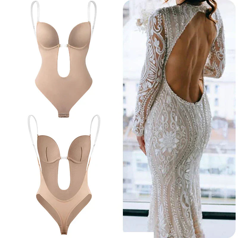Liora Backless Bodysuit | Seamless Shapewear, Sculpting Cups in Black or White 2