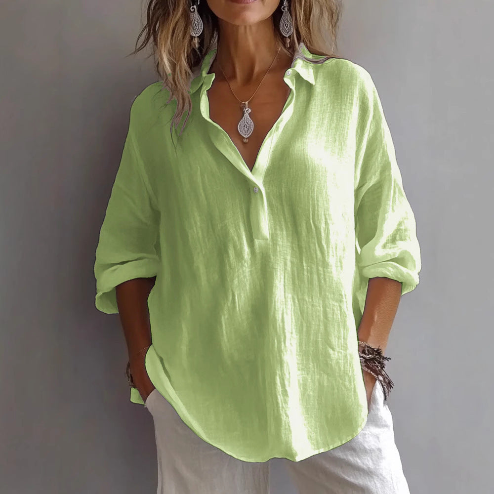 Liora Women's Shirt | Casual Linen, Wide Sleeves 0