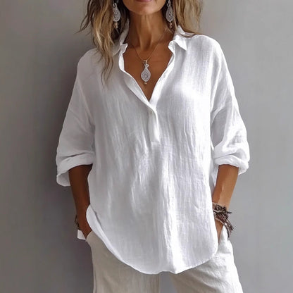 Liora Women's Shirt | Casual Linen, Wide Sleeves 1