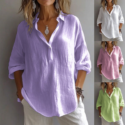 Liora Women's Shirt | Casual Linen, Wide Sleeves 2