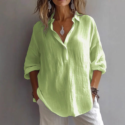 Liora Women's Shirt | Casual Linen, Wide Sleeves 4