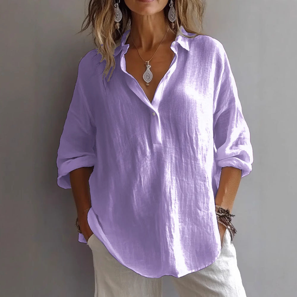 Liora Women's Shirt | Casual Linen, Wide Sleeves 5