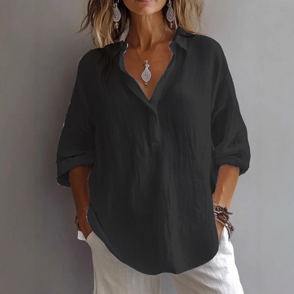 Liora Women's Shirt | Casual Linen, Wide Sleeves 7