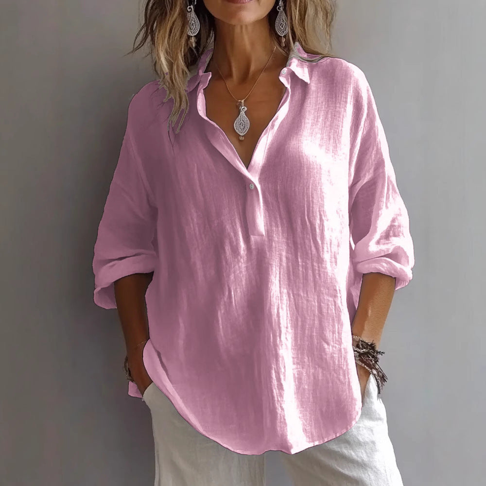 Liora Women's Shirt | Casual Linen, Wide Sleeves 9