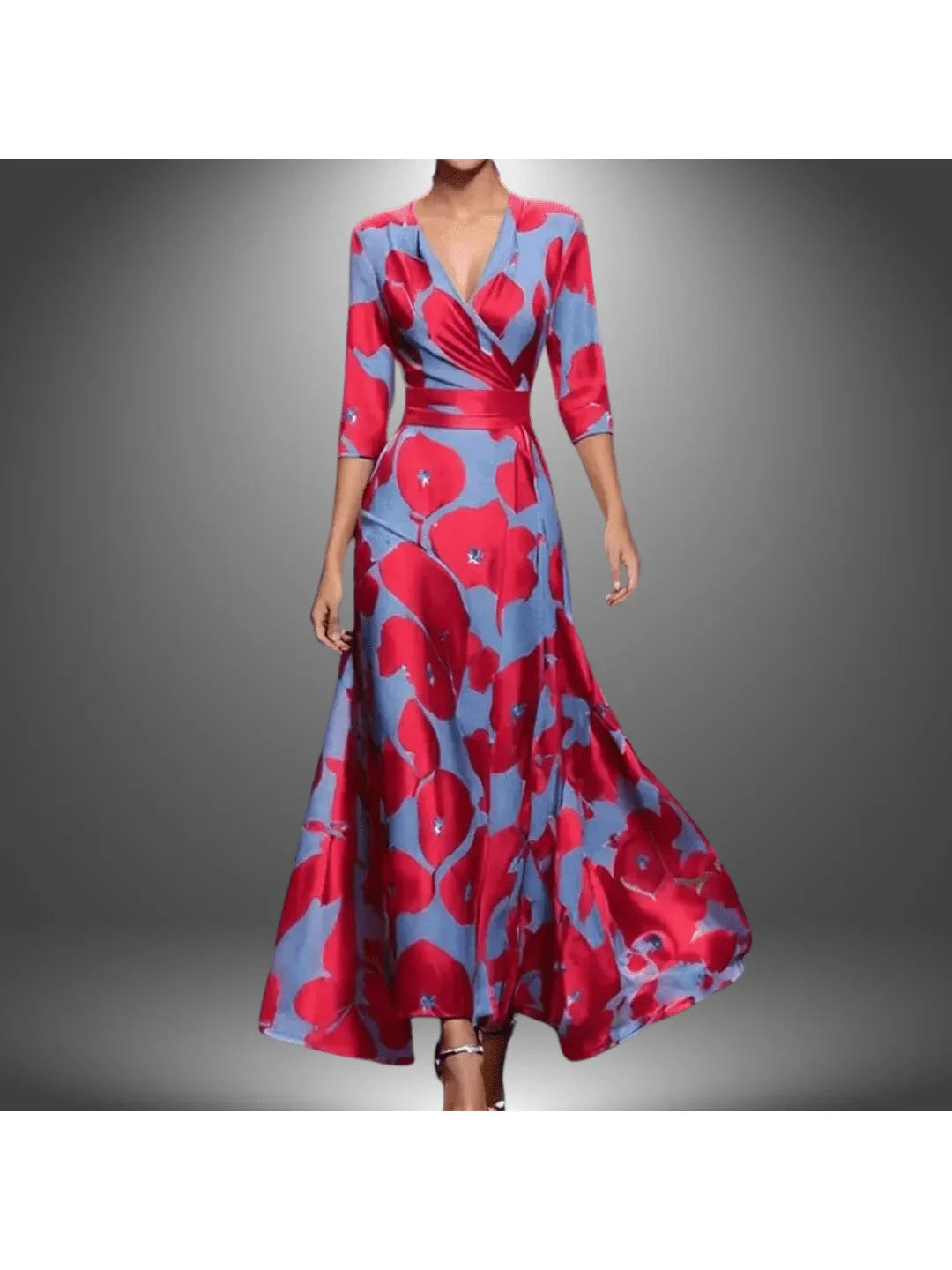 Luna Maxi Dress | Flattering Wrap Design, 3/4 Sleeves 0