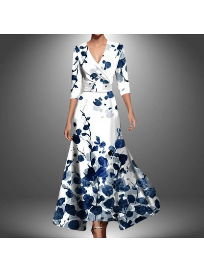 Luna Maxi Dress | Flattering Wrap Design, 3/4 Sleeves 2