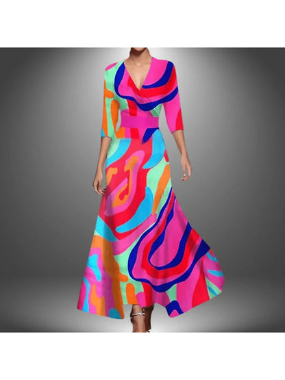 Luna Maxi Dress | Flattering Wrap Design, 3/4 Sleeves 3