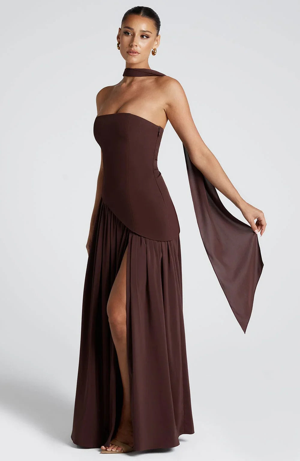 Luxe Corset Dress | Strapless, High Slit Wedding Guest Dress 1