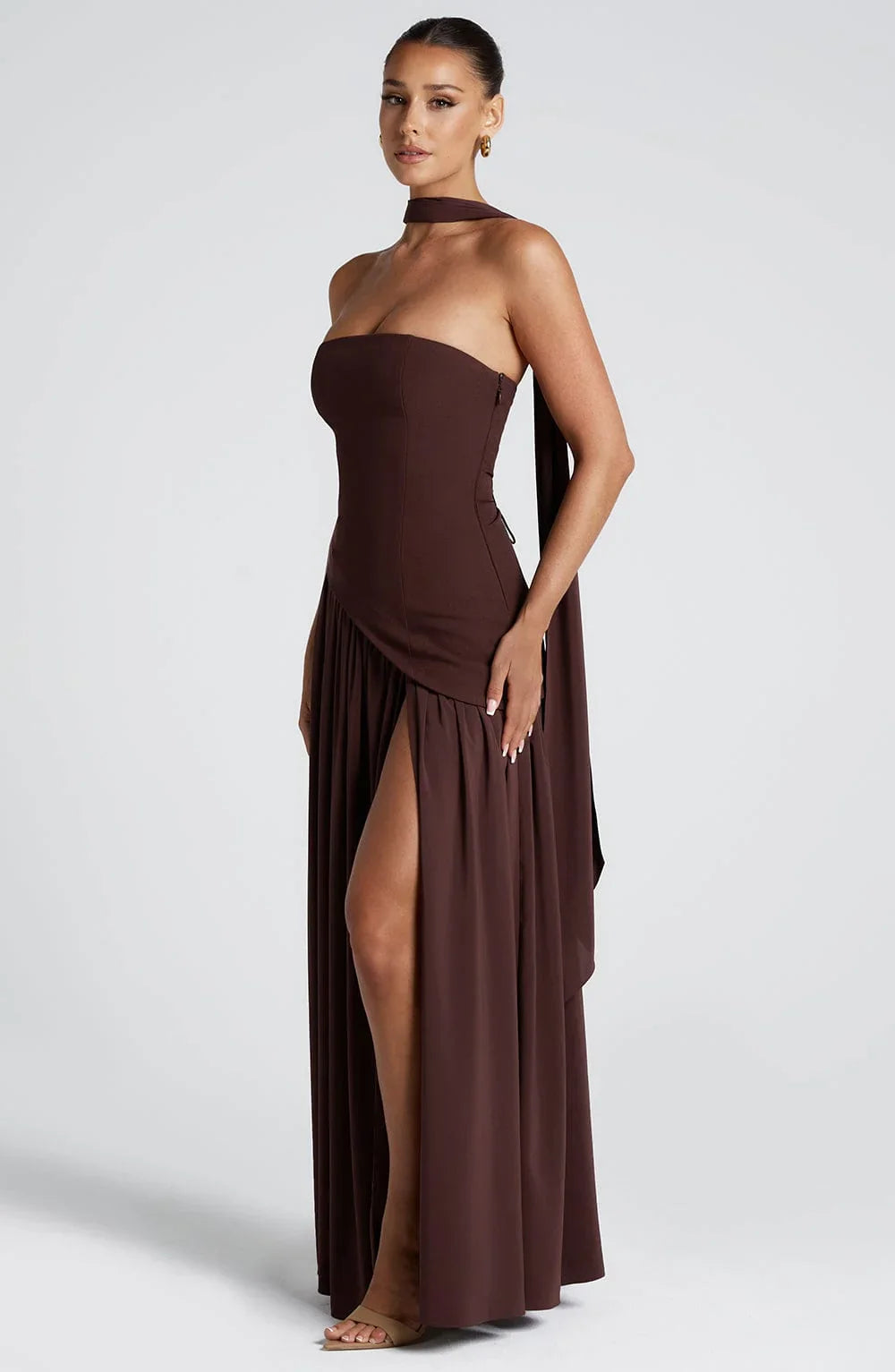 Luxe Corset Dress | Strapless, High Slit Wedding Guest Dress 5