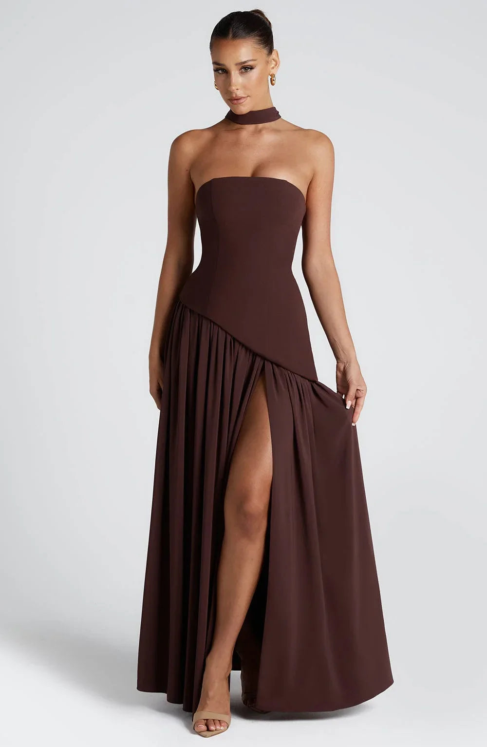 Luxe Corset Dress | Strapless, High Slit Wedding Guest Dress 6
