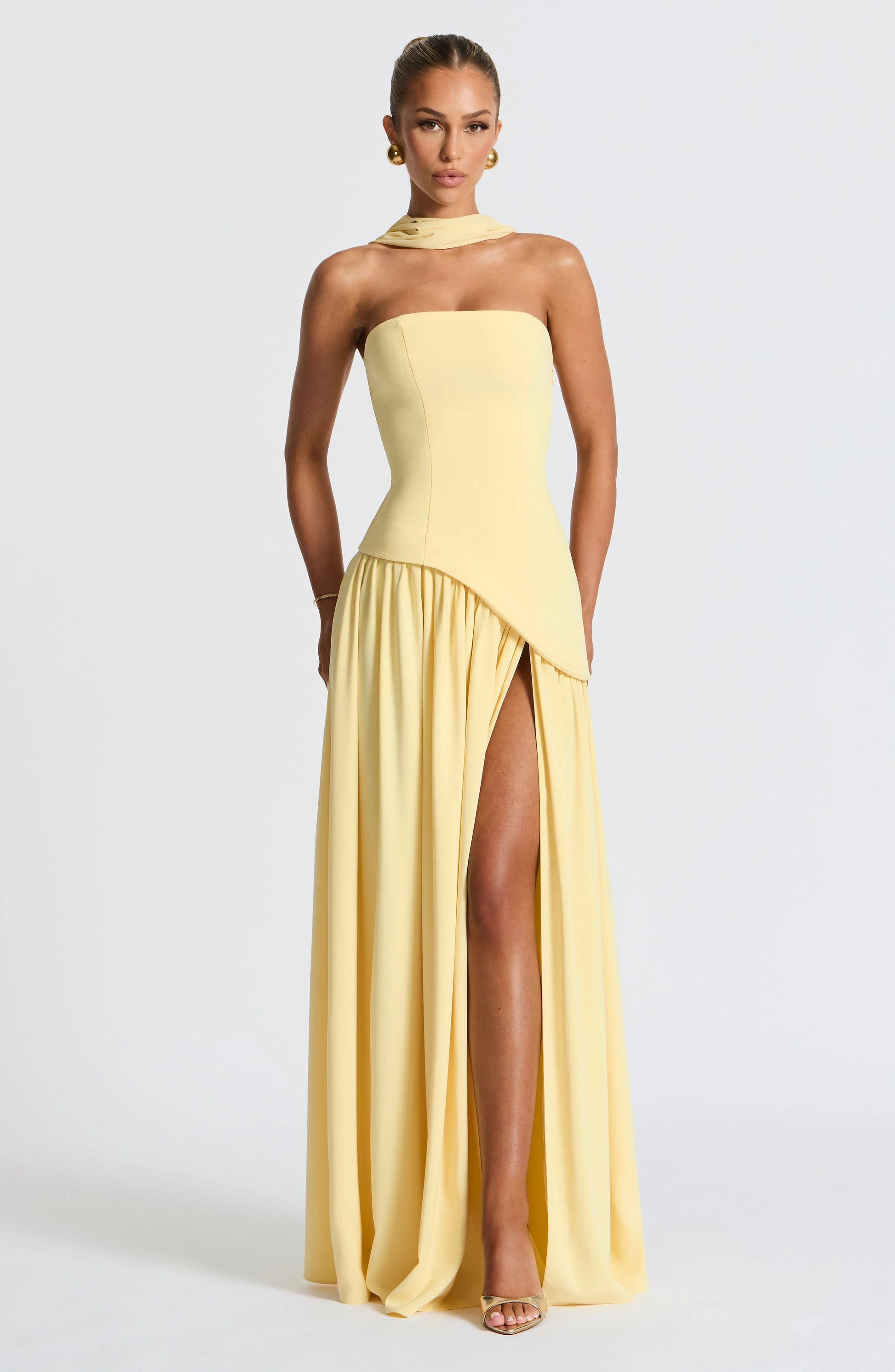 Luxe Corset Dress | Strapless, High Slit Wedding Guest Dress 8