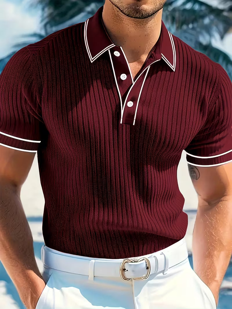 Luxe Leonard Polo Shirt | Color-Blocked, Lightweight, Breathable Fabric 1