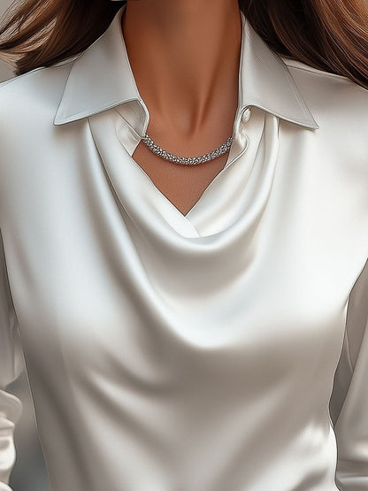 Mira Women's Blouse | Premium Satin, Draped Neckline, Plus Size Available 1
