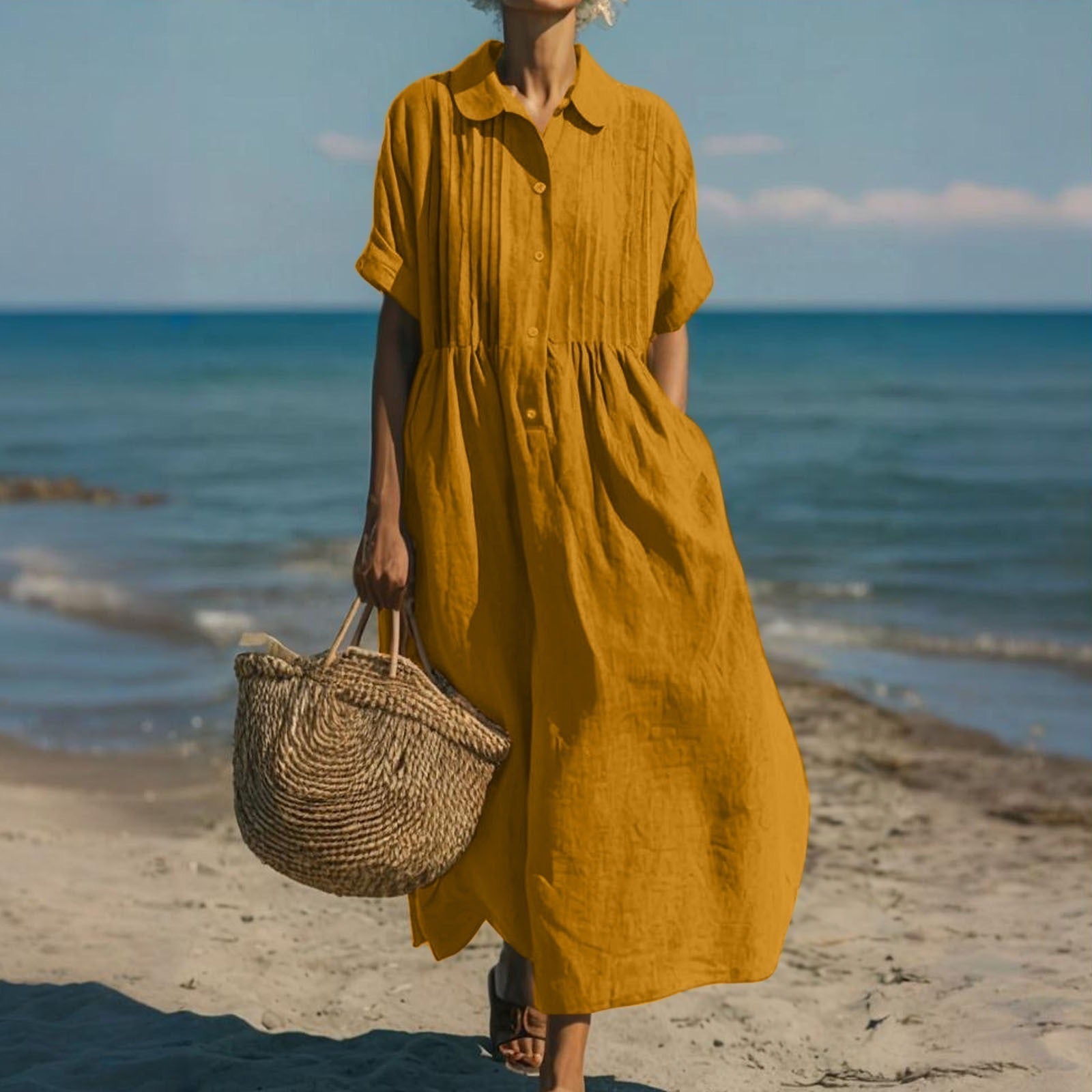 Mira Women's Dress | Breathable Cotton, Midi Length Summer Dress 4