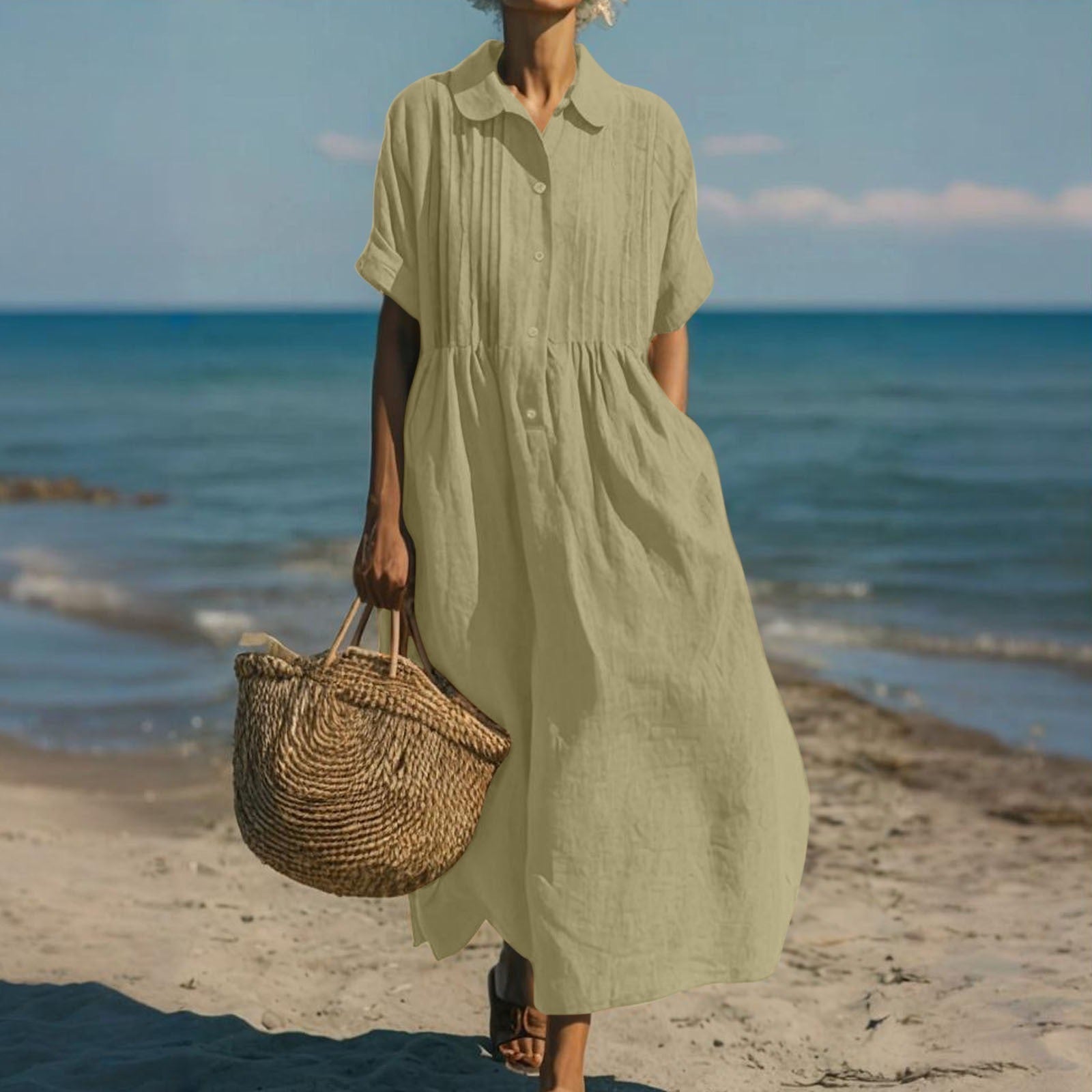 Mira Women's Dress | Breathable Cotton, Midi Length Summer Dress 9